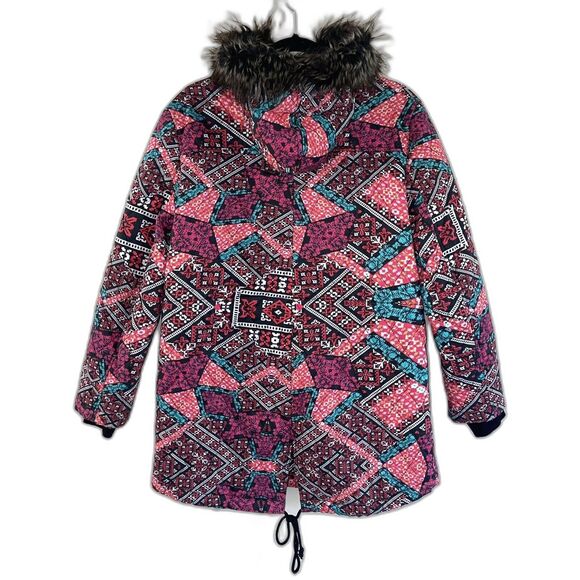 MINKPINK Colorful Quilted Jacket Size S Mid Length Coat Faux Fur Hooded Casual - Picture 11 of 15